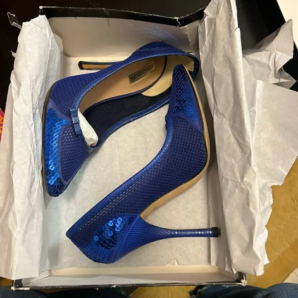 Nib Roberto Cavalli Mesh Blue heels pumps